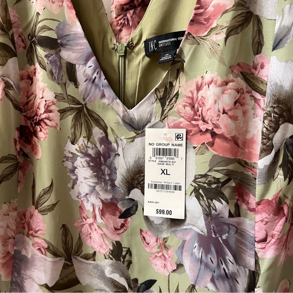 INC international concepts Floral V-Neck Dress - Zip and tie back, size XL - Picture 8 of 14